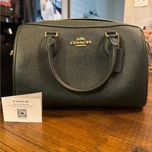 SOLD —— NEW**Coach Dark Green Leather Satchel w/ Gold Accents - Crossbody!